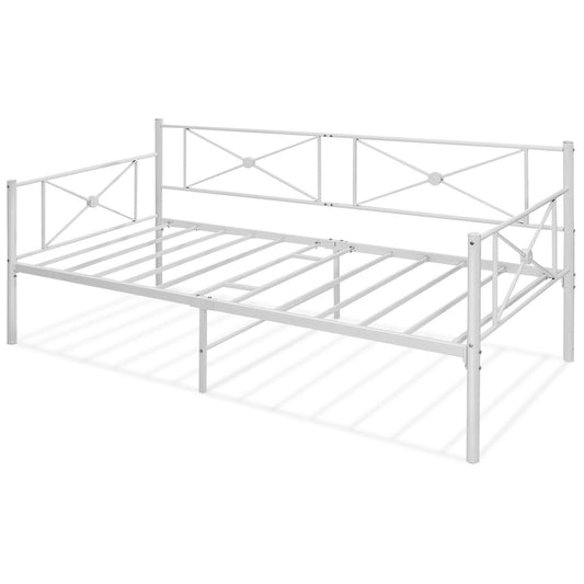 Metal Daybed Frame Twin Size with Slats, White
