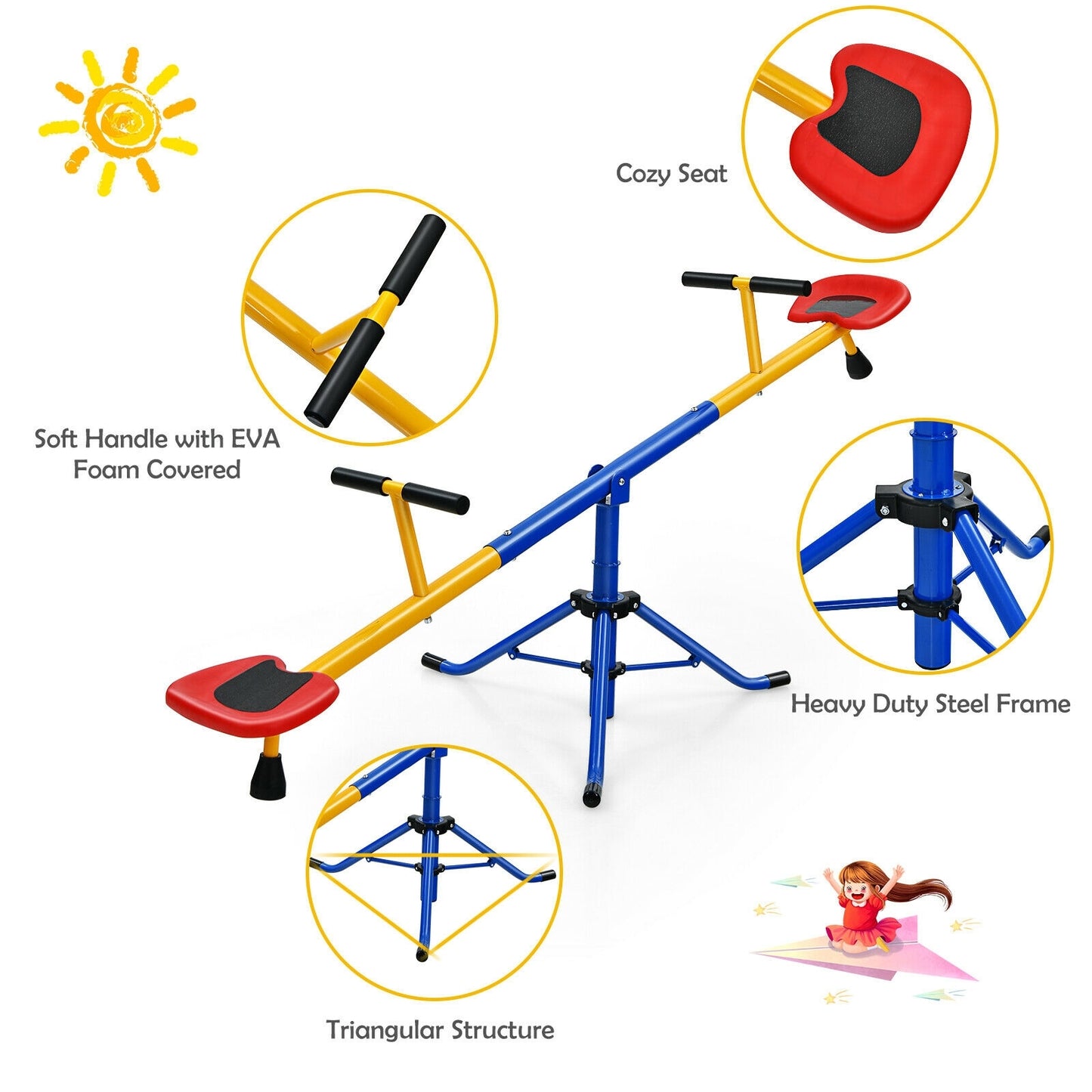 360°Rotation Kids Seesaw Swivel Teeter Totter Playground Equipment - Gallery Canada