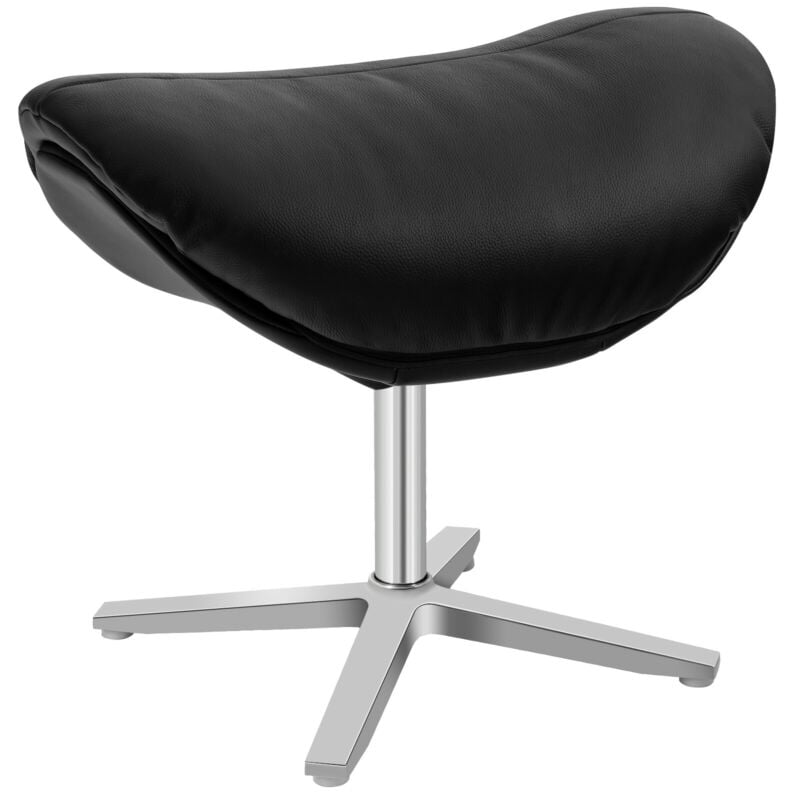 360°  Swivel Leather Lounge Chair with Ottoman and Aluminum Alloy Base, Black at Gallery Canada