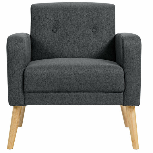 Upholstered Linen Fabric Accent Chair with Stable Rubber Wood Legs, Gray at Gallery Canada