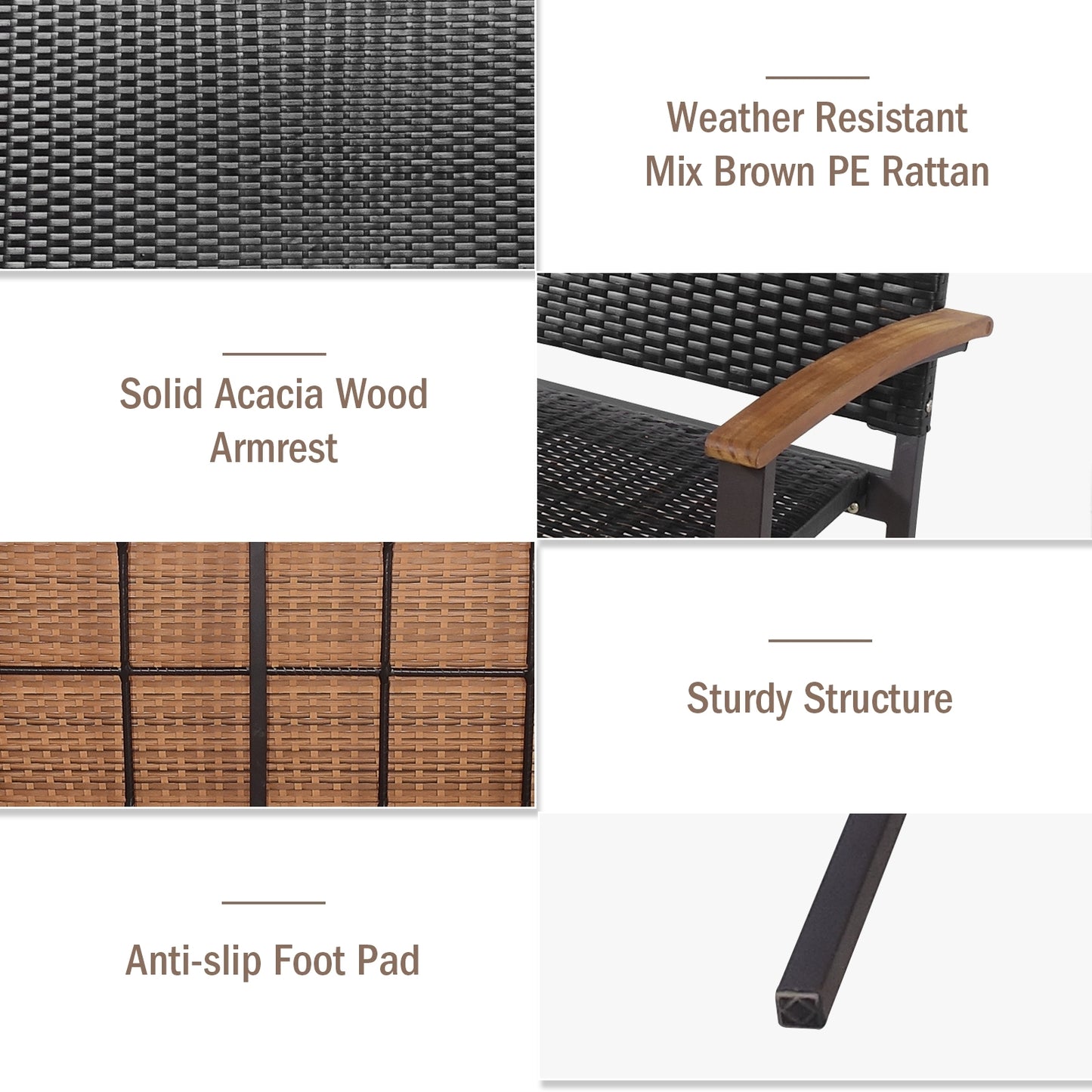 Patio Rattan Wicker Bench With Armrest, Mix Brown Outdoor Benches at Gallery Canada