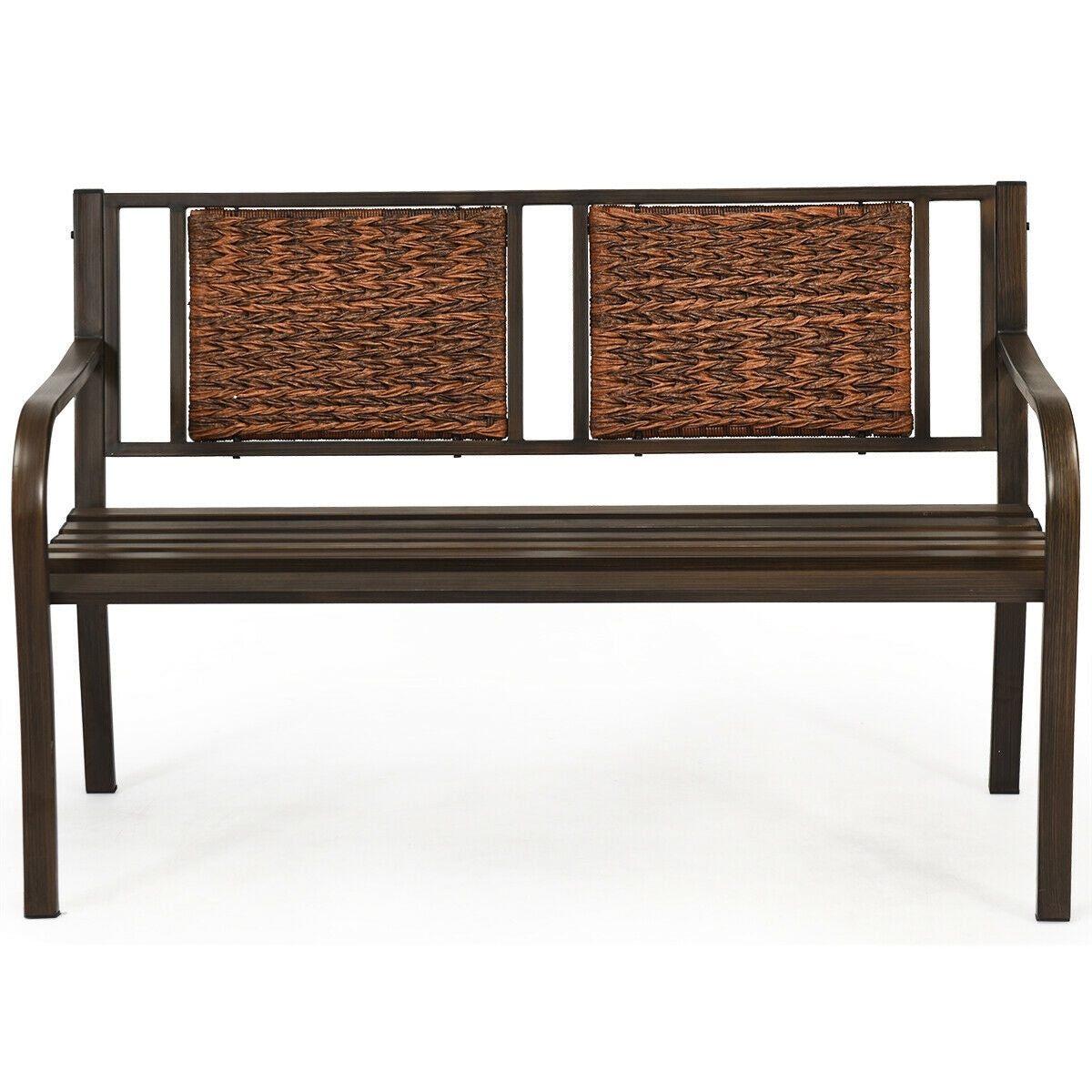 Outdoor Patio Garden Bench, Steel Frame Rattan, Bronze Outdoor Benches at Gallery Canada