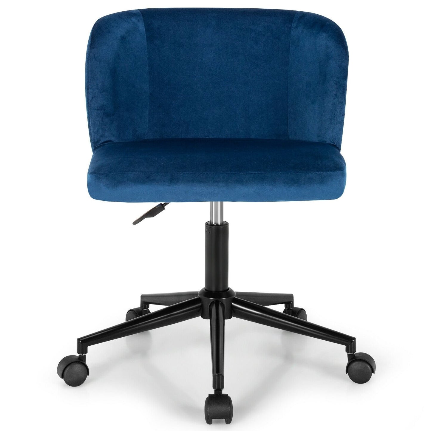 Armless Adjustable Swivel Velvet Home Office Leisure Vanity Chair, Blue at Gallery Canada