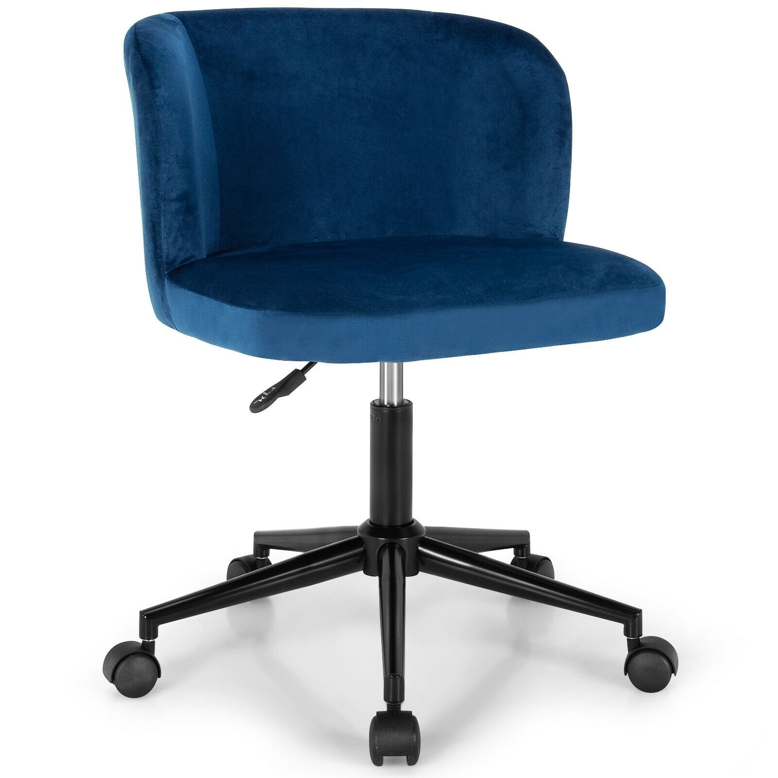 Armless Adjustable Swivel Velvet Home Office Leisure Vanity Chair, Blue at Gallery Canada
