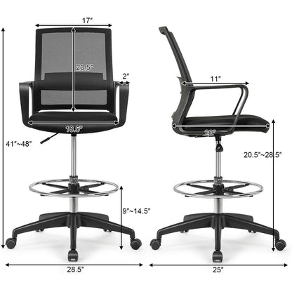 Drafting Chair Tall Office Chair with Adjustable Height, Black