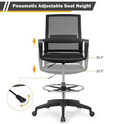 Drafting Chair Tall Office Chair with Adjustable Height, Black at Gallery Canada