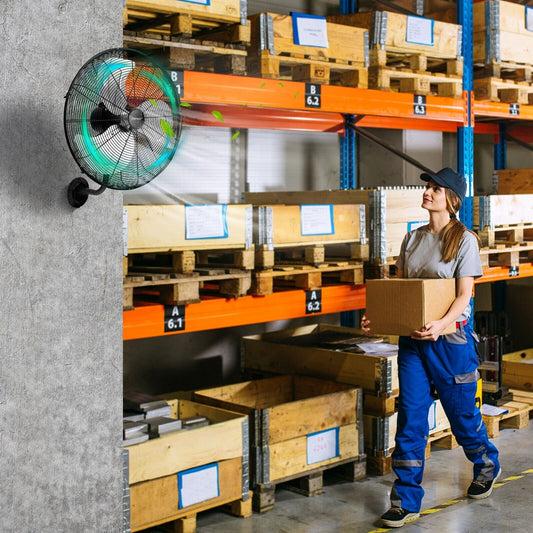 21 Inch 3 Speed Wall Mount Industrial Fan, Black Fans Black at Gallery Canada