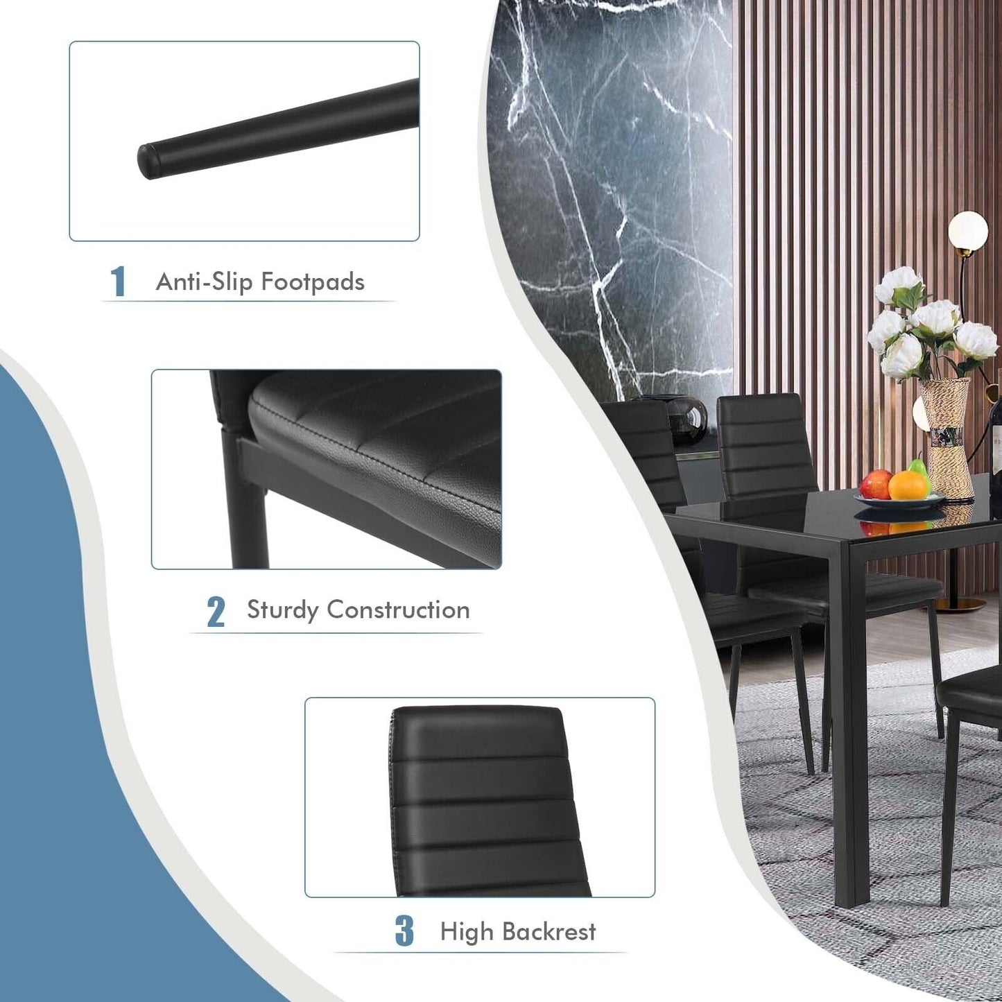 Modern Leather Dining Chair Set, 4 Pieces, Metal Frame Dining Chairs at Gallery Canada