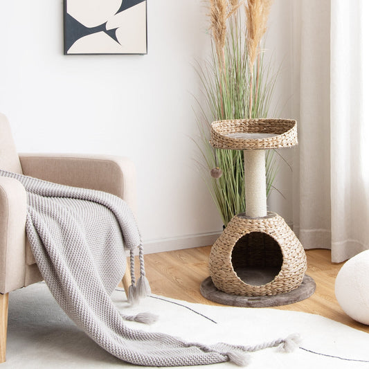 28 Inches Hand-Made Cat Tree Tower with Jump Platform, Coffee Cat Trees Condos & Scratchers Coffee at Gallery Canada