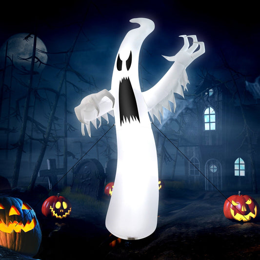 12 Feet Halloween Inflatable Ghost With LED Lights, White Halloween White at Gallery Canada