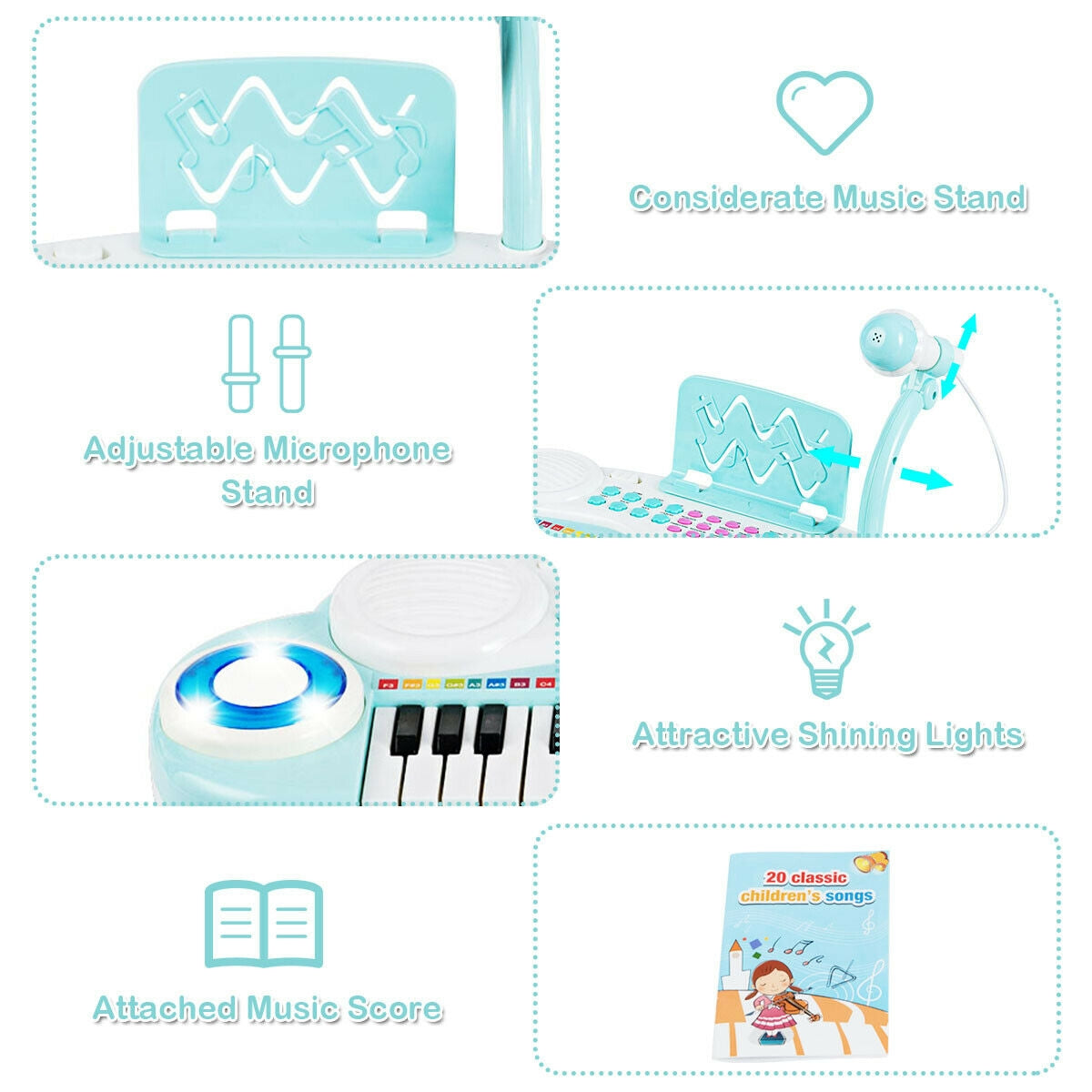 37 Electric Keyboard Piano With Microphone, Blue Pianos & Keyboards at Gallery Canada