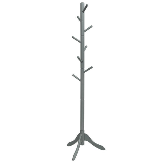 Adjustable Wooden Tree Coat Rack with 8 Hooks, Gray at Gallery Canada