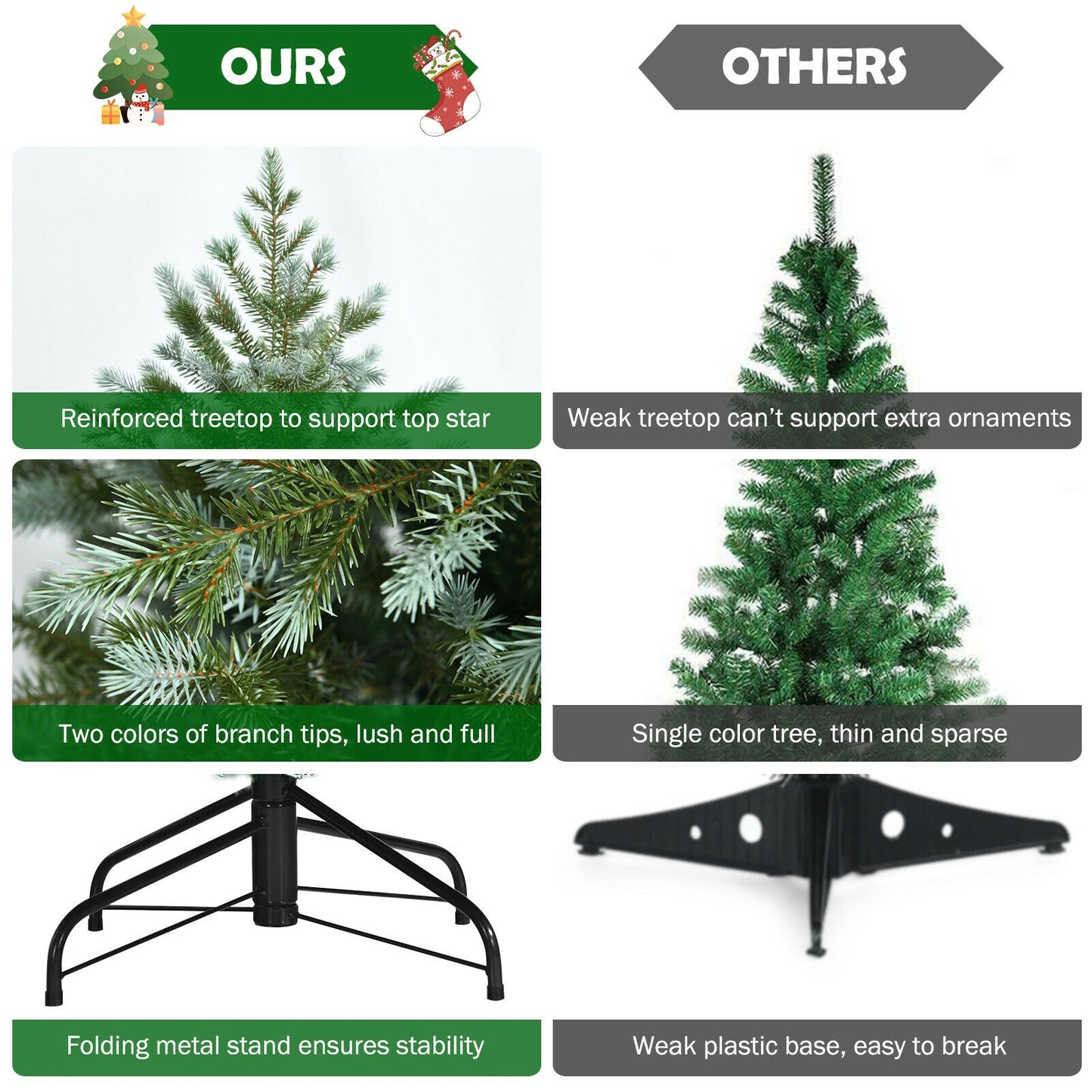 8 Feet Hinged Artificial Christmas Spruce Tree, Green Christmas Tree at Gallery Canada
