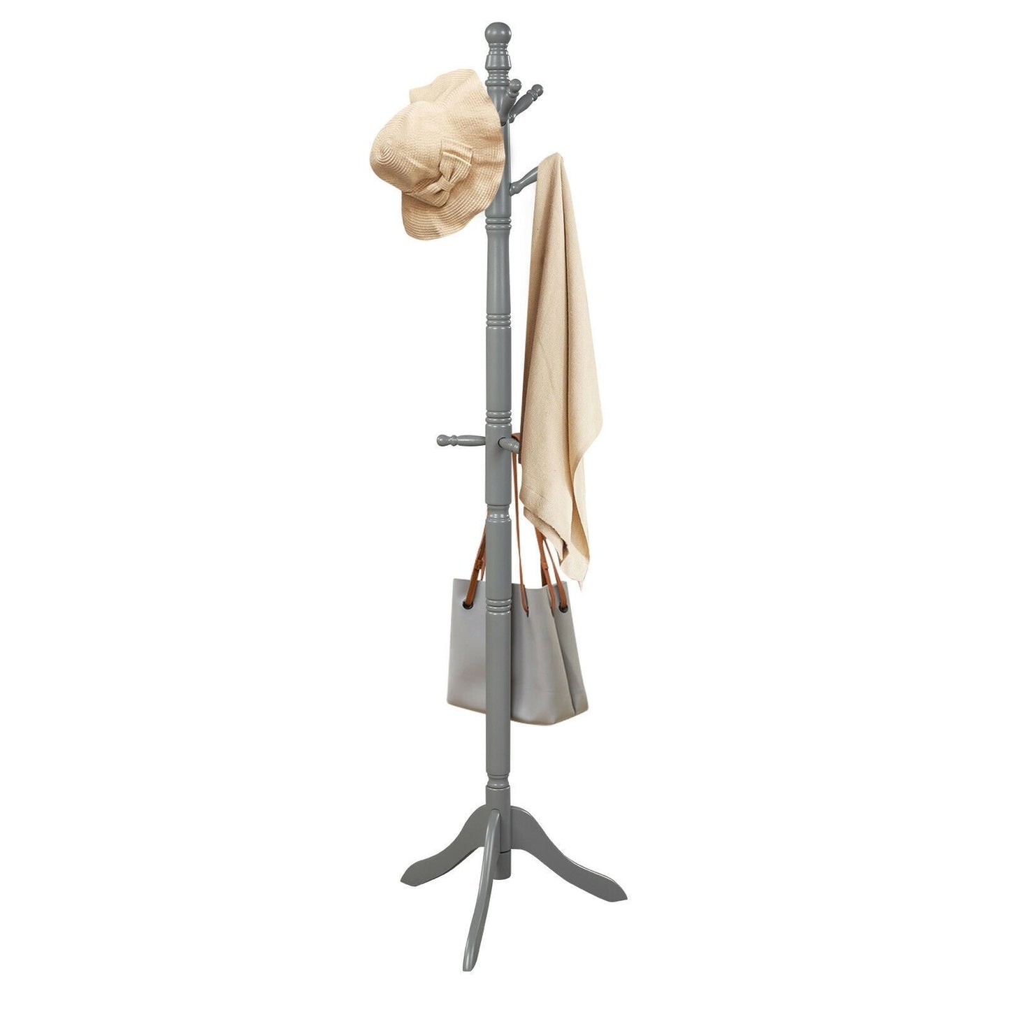 Adjustable Free Standing Wooden Coat Rack, Gray
