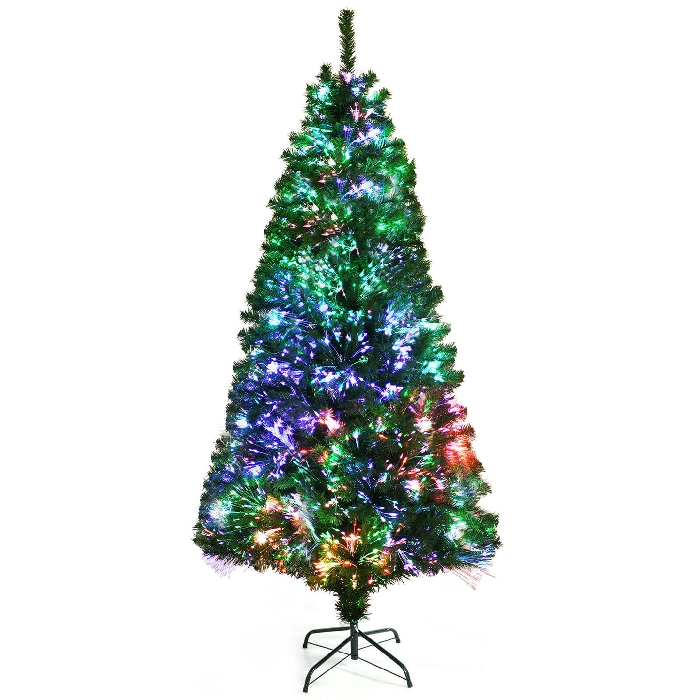 Pre-Lit Multi-Colored Fiber Optic Spruce Artificial Christmas Tree, 7 ft, Green Christmas Tree at Gallery Canada