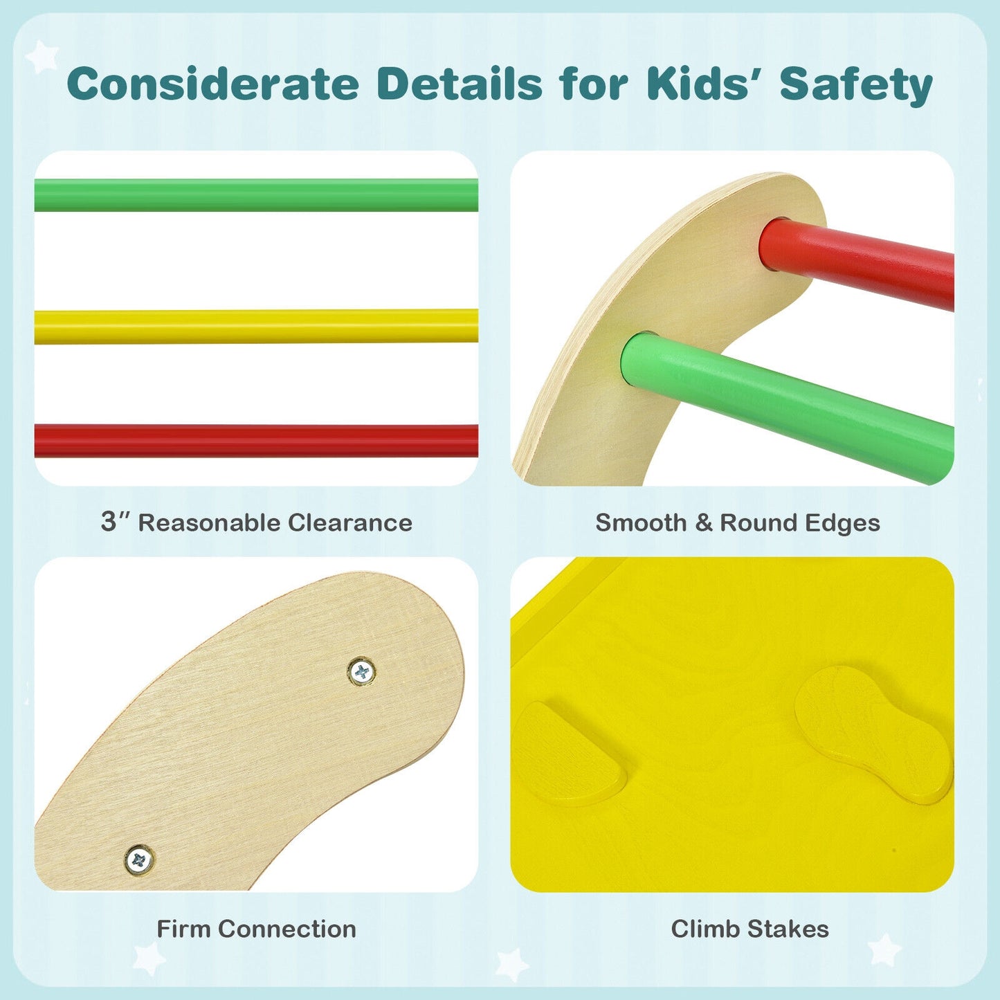 Kids Climber Set, Wooden Arch Triangle Rocker, Yellow Climbers & Slides at Gallery Canada