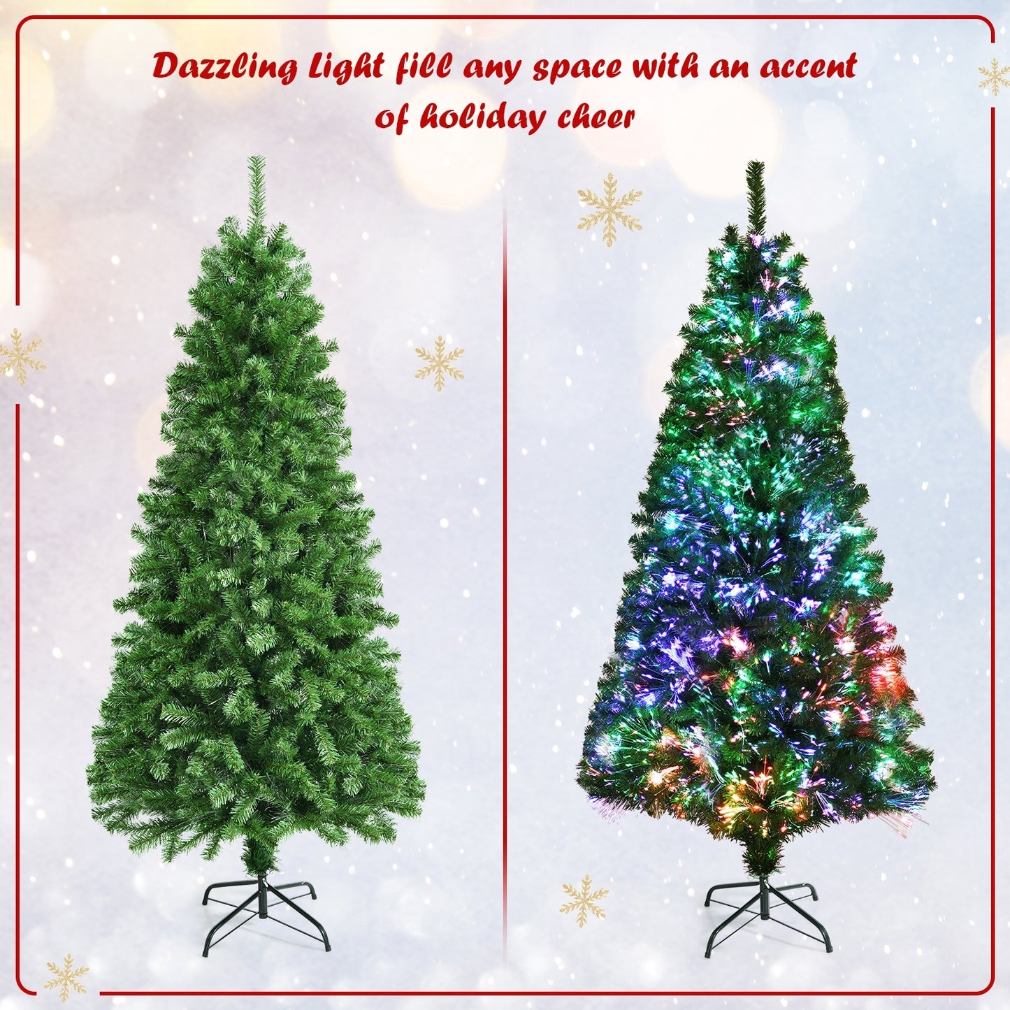 Pre-lit Multi-Colored Fiber Optic Spruce Artificial Christmas Tree-5 ft, Green Christmas Tree at Gallery Canada