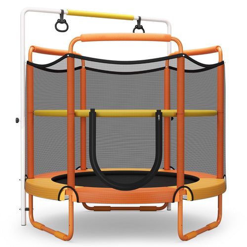5 Feet Kids 3-in-1 Game Trampoline with Enclosure Net Spring Pad, Orange
