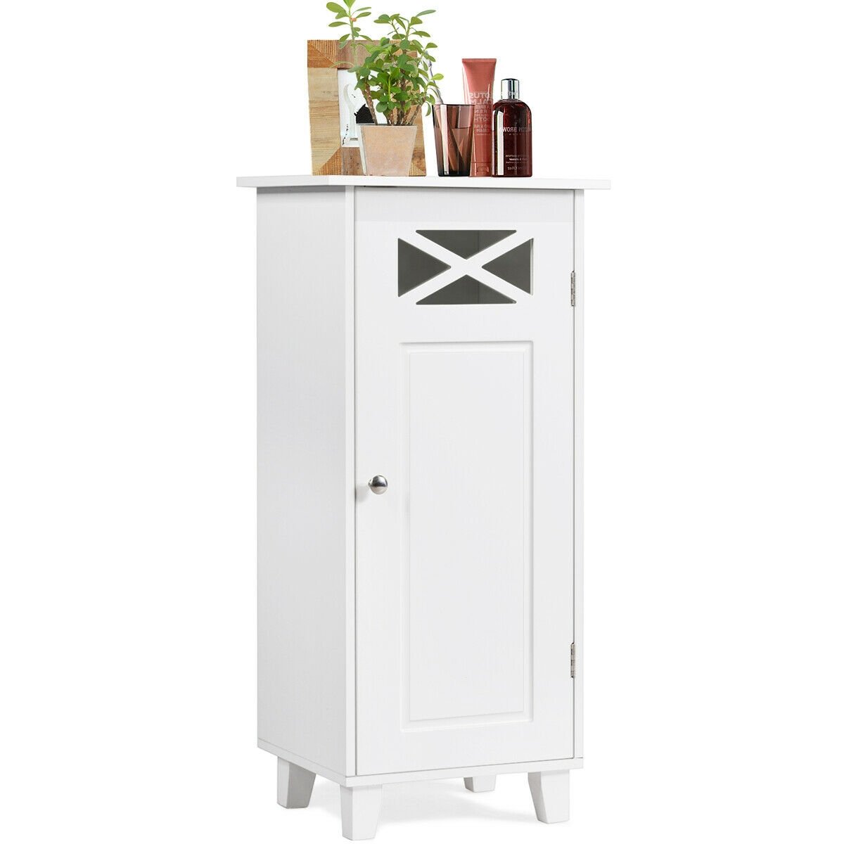 Bathroom Cabinet Free Standing Storage Side Table Organizer, White at Gallery Canada