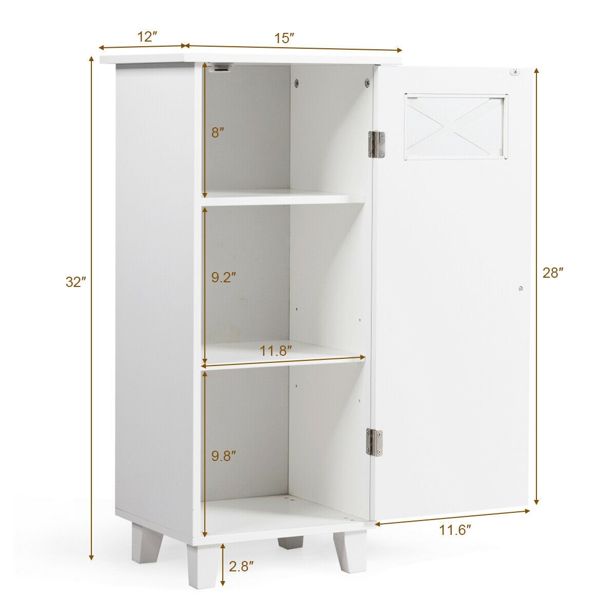 Bathroom Cabinet Free Standing Storage Side Table Organizer, White at Gallery Canada