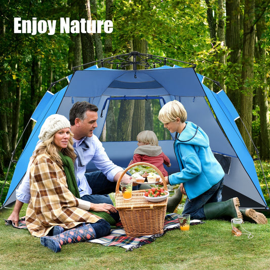 Pop Up Beach Tent, UPF 50+, Portable Sun Shelter, 3-4 Person, Blue Tents Blue at Gallery Canada