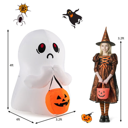 4 Feet Halloween Inflatable Ghost Holding Pumpkin Decor with LED Lights, Multicolor at Gallery Canada