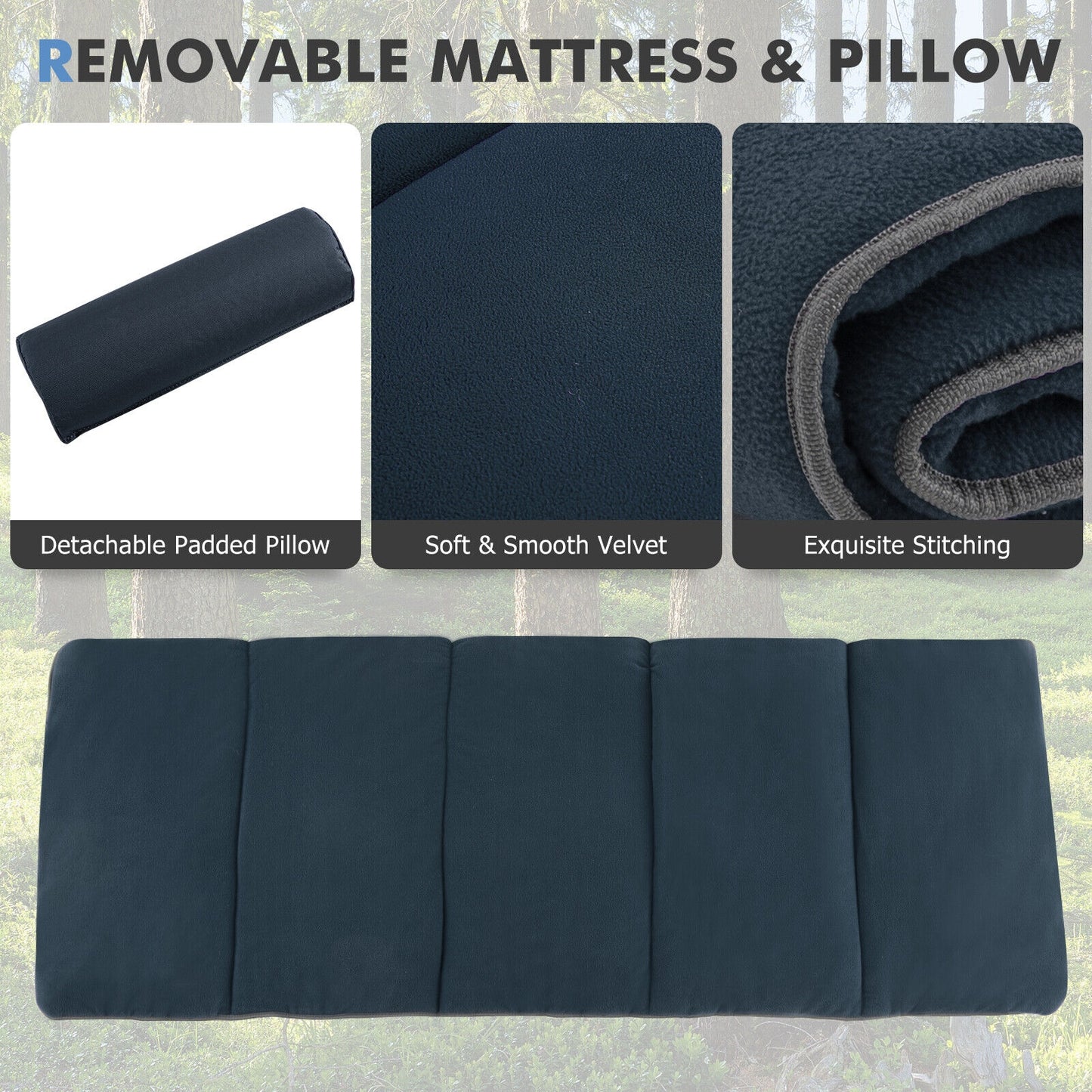 Folding Retractable Camping Cot With Mattress, Carry Bag, Blue Camping Furniture at Gallery Canada