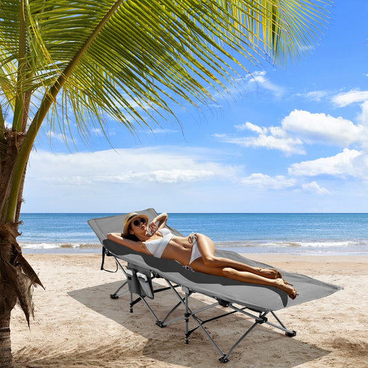 Folding Retractable Camping Cot With Mattress, Carry Bag, Gray Camping Furniture Gray at Gallery Canada