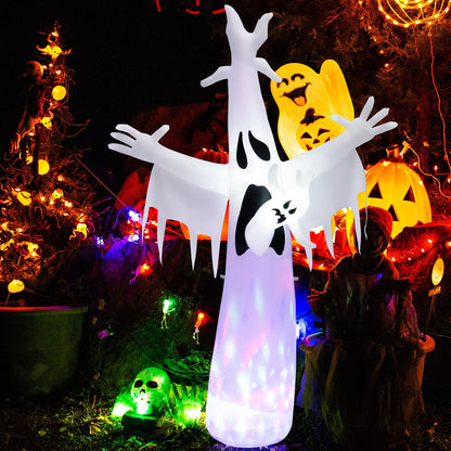 8 Feet Halloween Inflatable Ghost with LED and Waterproof Blower, White
