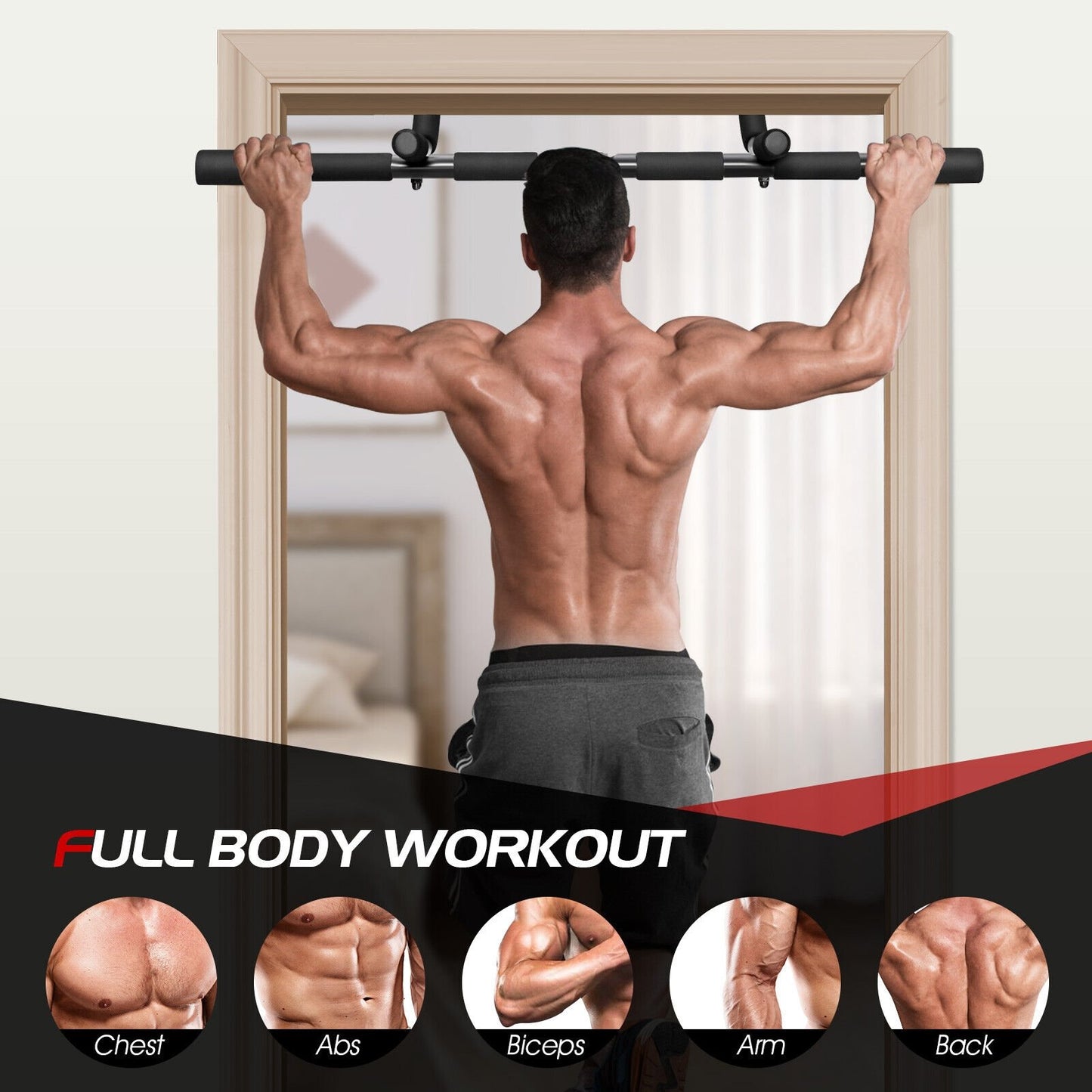 Multi-Grip Doorway Pull Up Bar with Foam Grips, Black at Gallery Canada