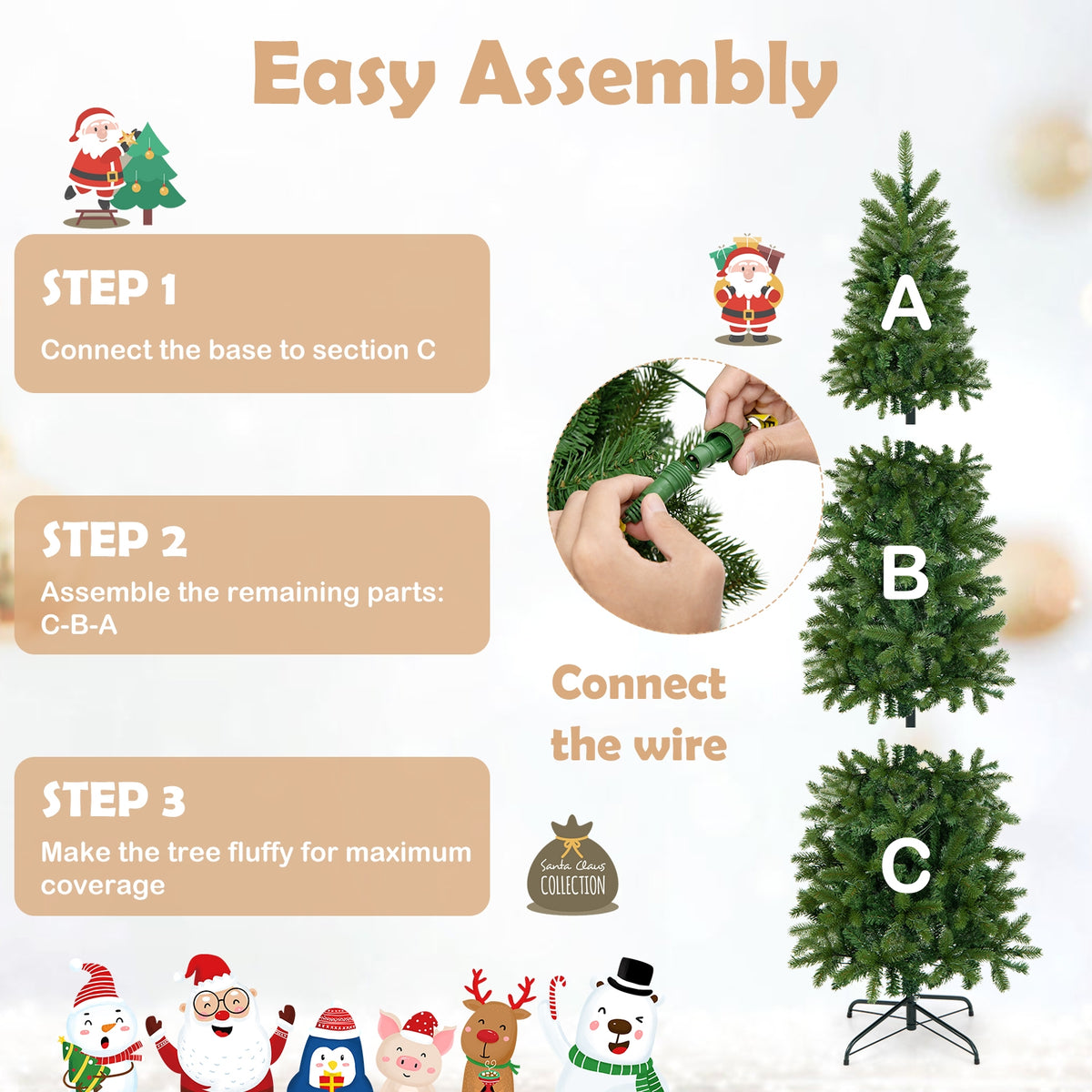 7.5 Feet Pre-lit Artificial Christmas Tree, Warm White Multi-color LED Lights, Green Christmas Tree at Gallery Canada