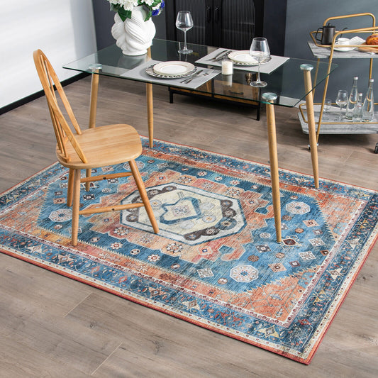 5 x 7 Inch Non-Shedding Distressed Vintage Indoor Area Rug, Multicolor Rugs Multicolor at Gallery Canada