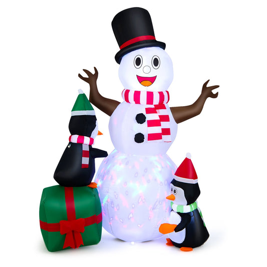 6 Feet Lighted Inflatable Snowman Christmas Decoration with Penguin, White at Gallery Canada