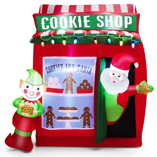6.3 Feet Inflatable Gingerbread Cookie Shop with Santa Claus, Red at Gallery Canada