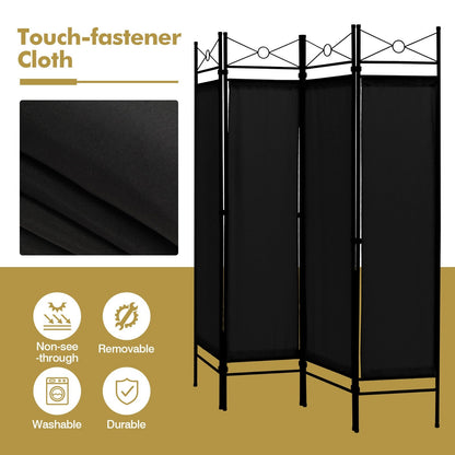 6 Feet 4-Panel Folding Freestanding Room Divider, Black at Gallery Canada