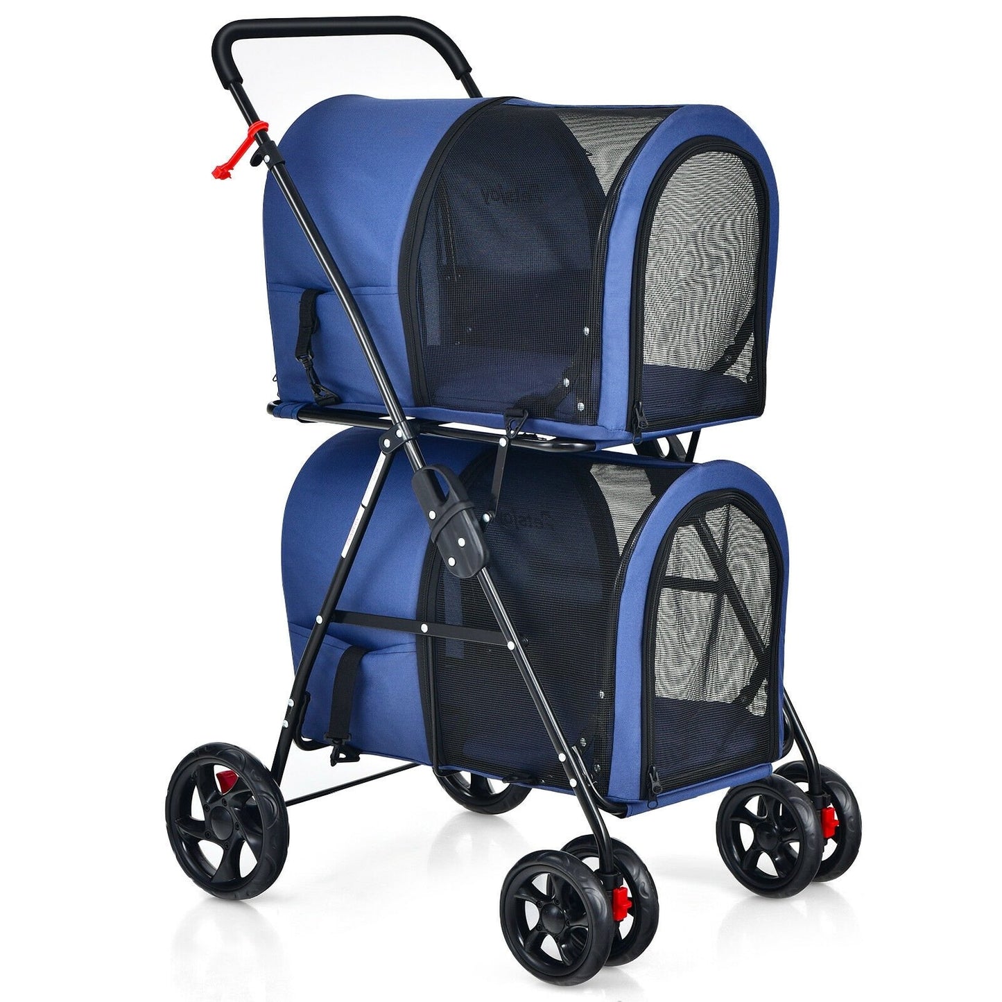 4-in-1 Double Pet Stroller with Detachable Carrier and Travel Carriage, Blue at Gallery Canada