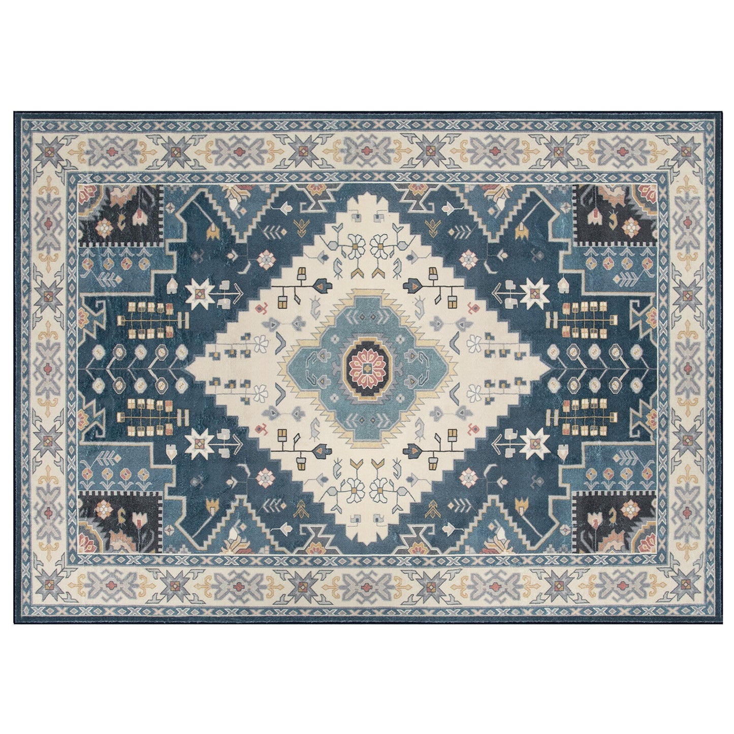 Faux Wool Fabric Area Rug, Doormat S, Multicolor