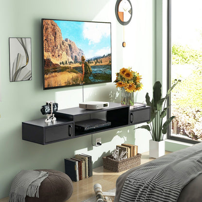 55 Inches Floating TV Stand with Power Outlet, Black at Gallery Canada