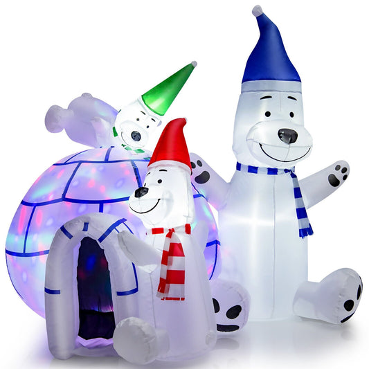 6 Feet Christmas Decoration with 3 Lovable Polar Bears, White