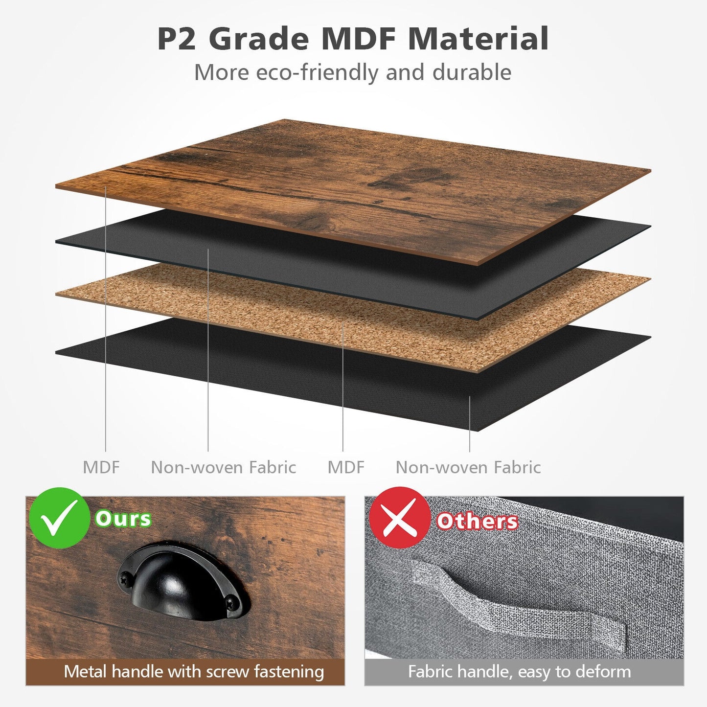 5 Drawer Dresser Organizer, Wooden Top, Rustic Brown Dressers & Chests at Gallery Canada