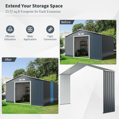 Outdoor Storage Shed Extension Kit for 11.2 Feet Shed, Gray at Gallery Canada
