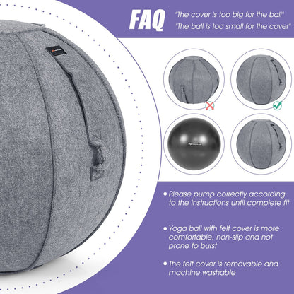 Yoga Sitting Ball with Felt Cover and Air Pump, Gray at Gallery Canada