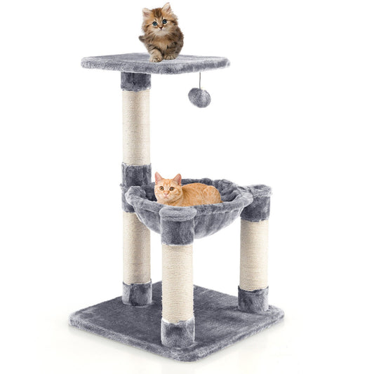 Multi-level Cat Tree with Scratching Posts and Cat Hammock, Gray at Gallery Canada