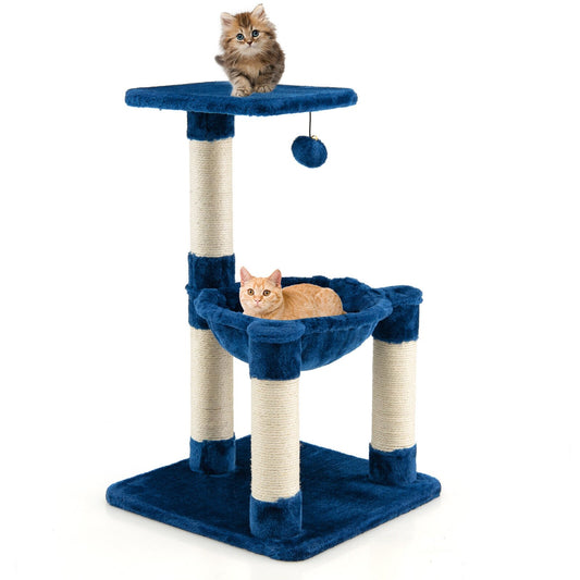 Multi-level Cat Tree with Scratching Posts and Cat Hammock, Blue at Gallery Canada