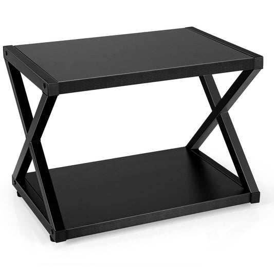 Desktop Printer Stand 2 Tiers Storage Shelves with Anti-Skid Pads Black, Black