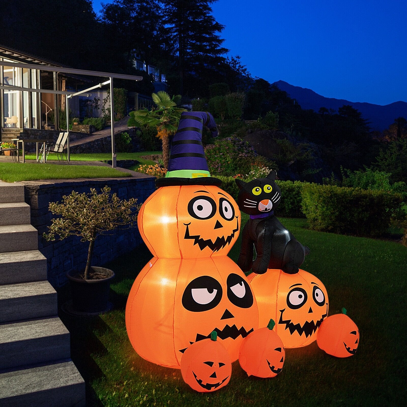 6 Feet Inflatable Pumpkin Combo Decoration with Built-in LED Light, Orange at Gallery Canada
