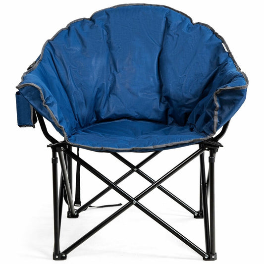 Folding Camping Moon Padded Chair with Carrying Bag, Navy