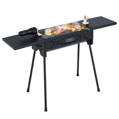 Portable Charcoal Grill with Electric Roasting Fork, Black