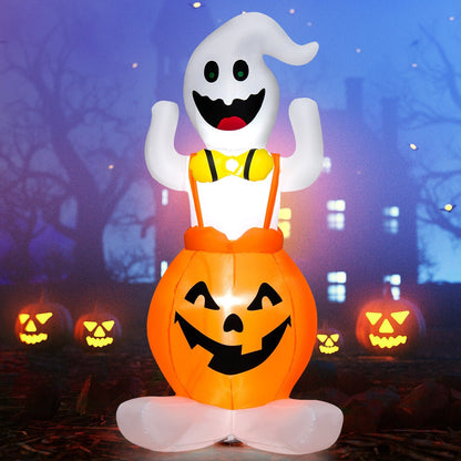 5 Feet Inflatable Halloween Pumpkin Ghost Blow-up Yard Decoration with LED Lights, Multicolor at Gallery Canada