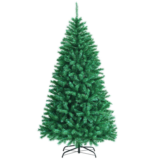 7 Feet Green Artificial Christmas Tree with 1160 Iridescent Branch Tips, Green